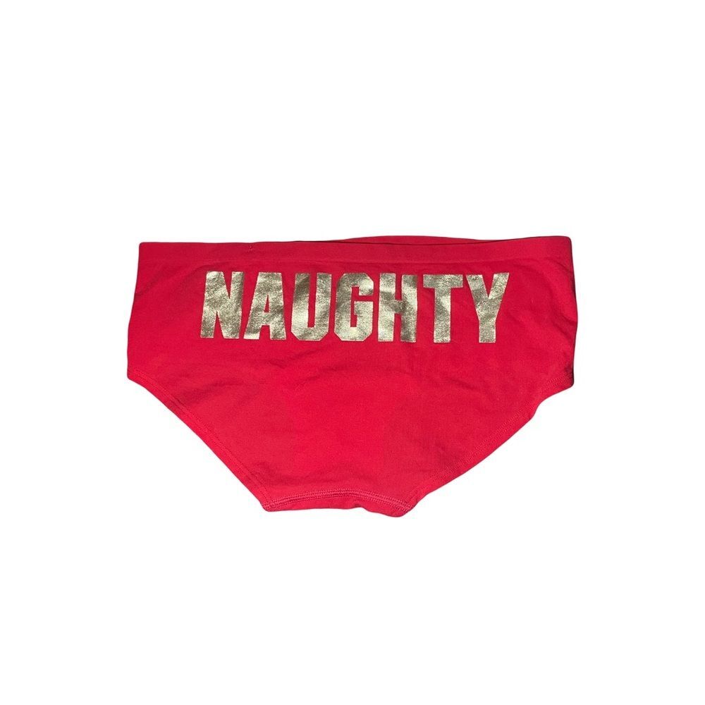 Victoria’s Secret SMALL Red underwear with NAUGHTY in Gold Print NEW